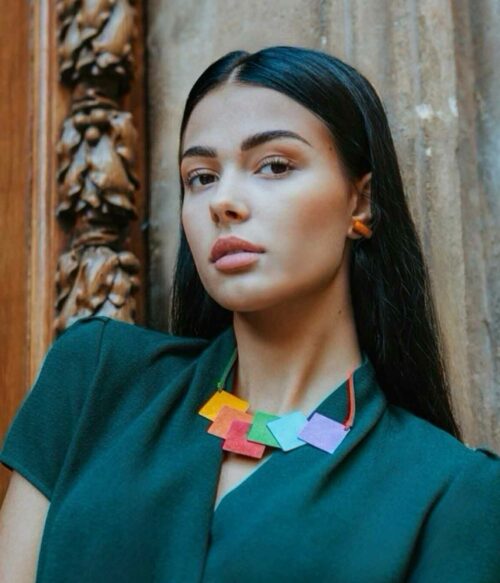 Aventurine, bijoux de créateurs, bijoux originaux, bijoux fantaisie, collier Oana, multicolore de Oana Millet