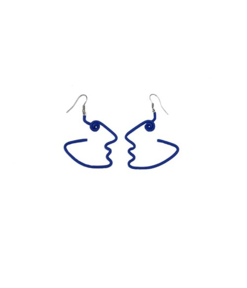 Samuel Coraux, boucles d'oreilles Sibylle, bleu foncé, bijoux de créateurs, bijoux fantaisie, bijoux originaux