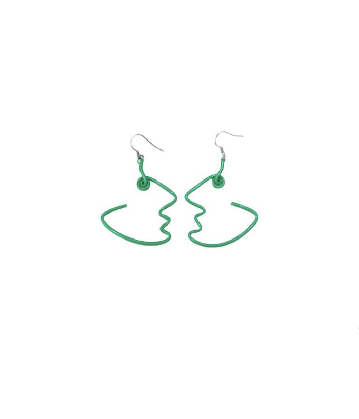 Samuel Coraux, boucles d'oreilles Sibylle, vert, bijoux de créateurs, bijoux fantaisie, bijoux originaux