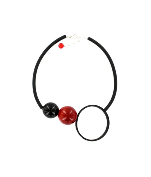 Samuel Coraux, COllier space, rouge et noir, Bijoux de créateur