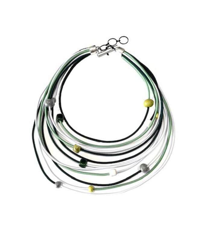Aventurine, Bijoux de créateurs, collier Charlie, vert-blanc-noir, bijoux fantaisie, bijoux originaux