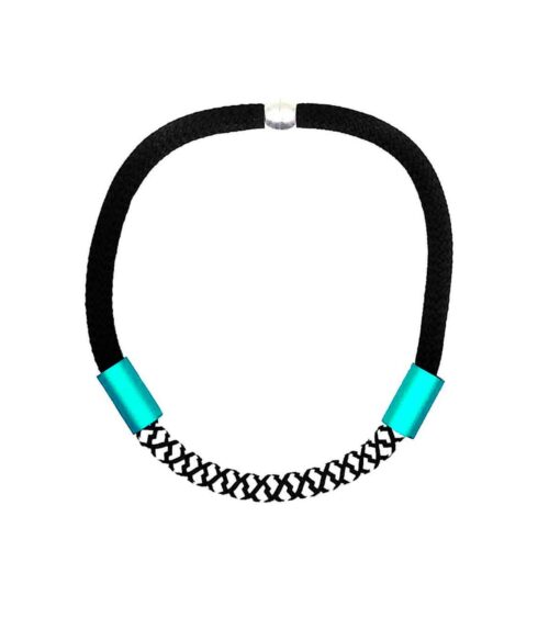 Aventurine, bijoux de créateur, bijoux originaux, bijoux colorés, collier Christina, noir et turquoise de Christina Brampti