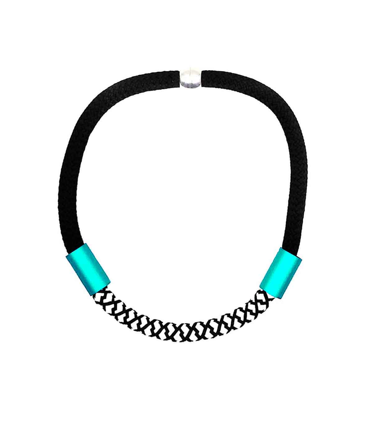 Aventurine, bijoux de créateur, bijoux originaux, bijoux colorés, collier Christina, noir et turquoise de Christina Brampti