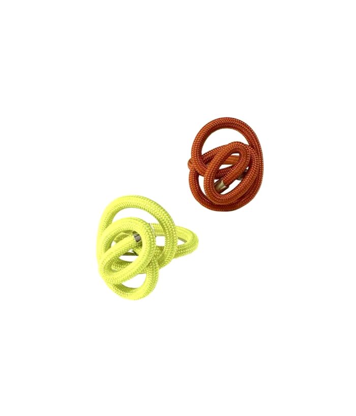 Aventurine, bijoux de créateur, bijoux originaux, bijoux colorés, bague Sibel jaune fluo et orange brique de Samuel Coraux