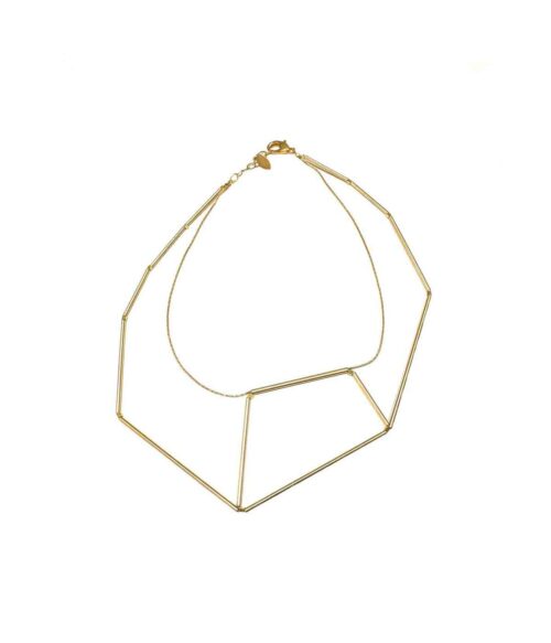 Aventurine, bijoux de créateurs, bijoux originaux, bijoux fantaisie, collier Fany, doré de Foteini Liami