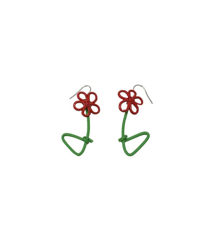 Aventurine, bijoux de créateur, bijoux originaux, bijoux colorés, boucles d'oreilles Marguerite, Rouge-vert de Samuel Coraux