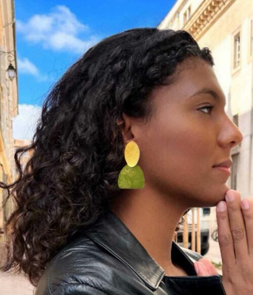 Aventurine, bijoux de créateurs, bijoux originaux, bijoux fantaisie, boucles d'oreilles France, vertes de Foteini Liami