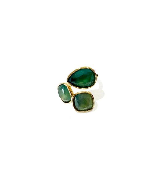 Aventurine, bijoux de créateur, bijoux originaux, bijoux colorés, bague Carlane verts clairs et vert foncé
