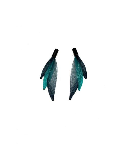 Aventurine, bijoux de créateur, bijoux originaux, bijoux colorés, boucles d'oreilles Celeste, vert canard et noir de Christina Brampti