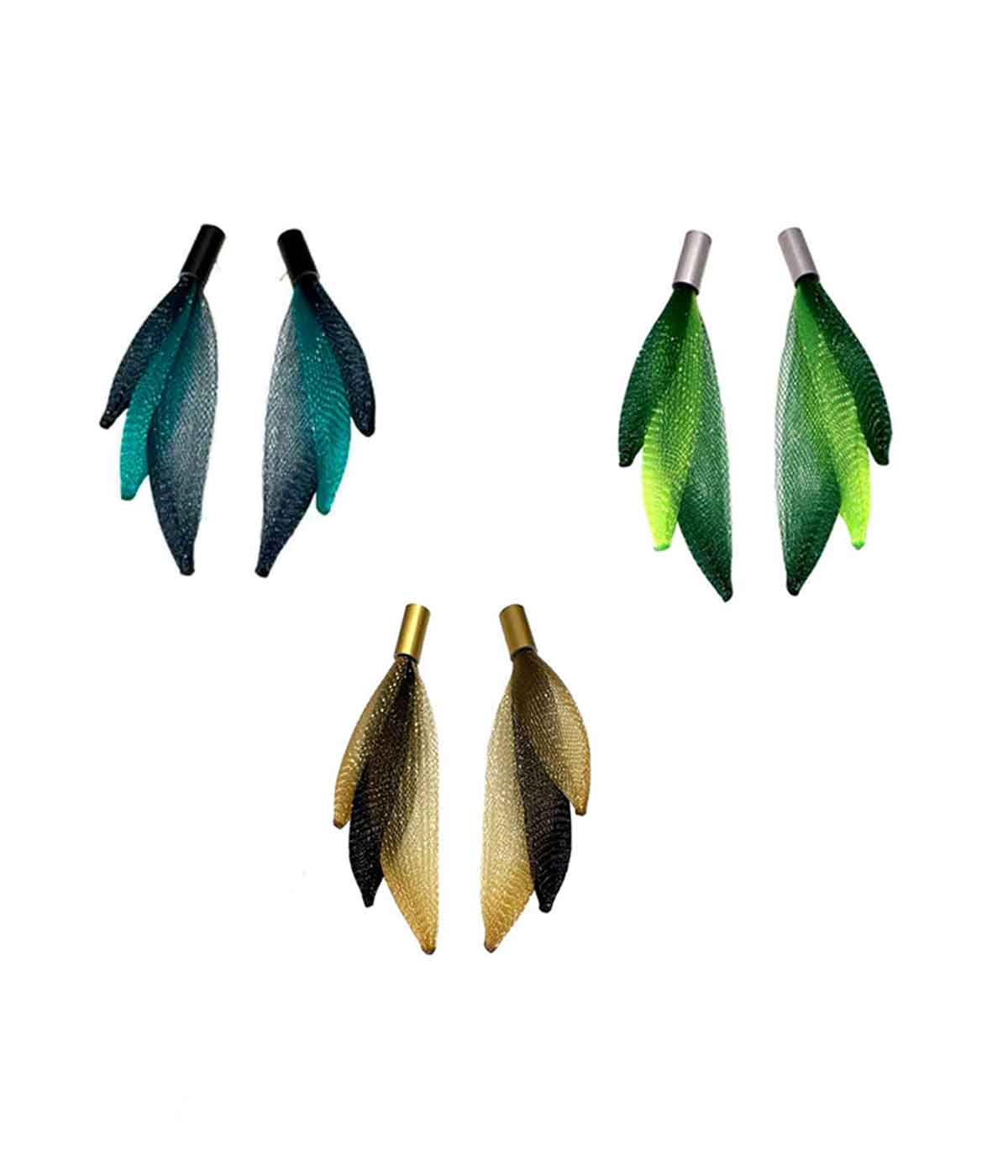 Aventurine, bijoux de créateur, bijoux originaux, bijoux colorés, boucles d'oreilles Celeste, doré, vert, vert canard de Christina Brampti