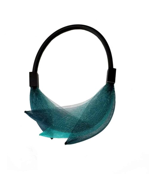 Aventurine, bijoux de créateur, bijoux originaux, bijoux colorés, collier CLEA, vert canard et noir de Christina Brampti