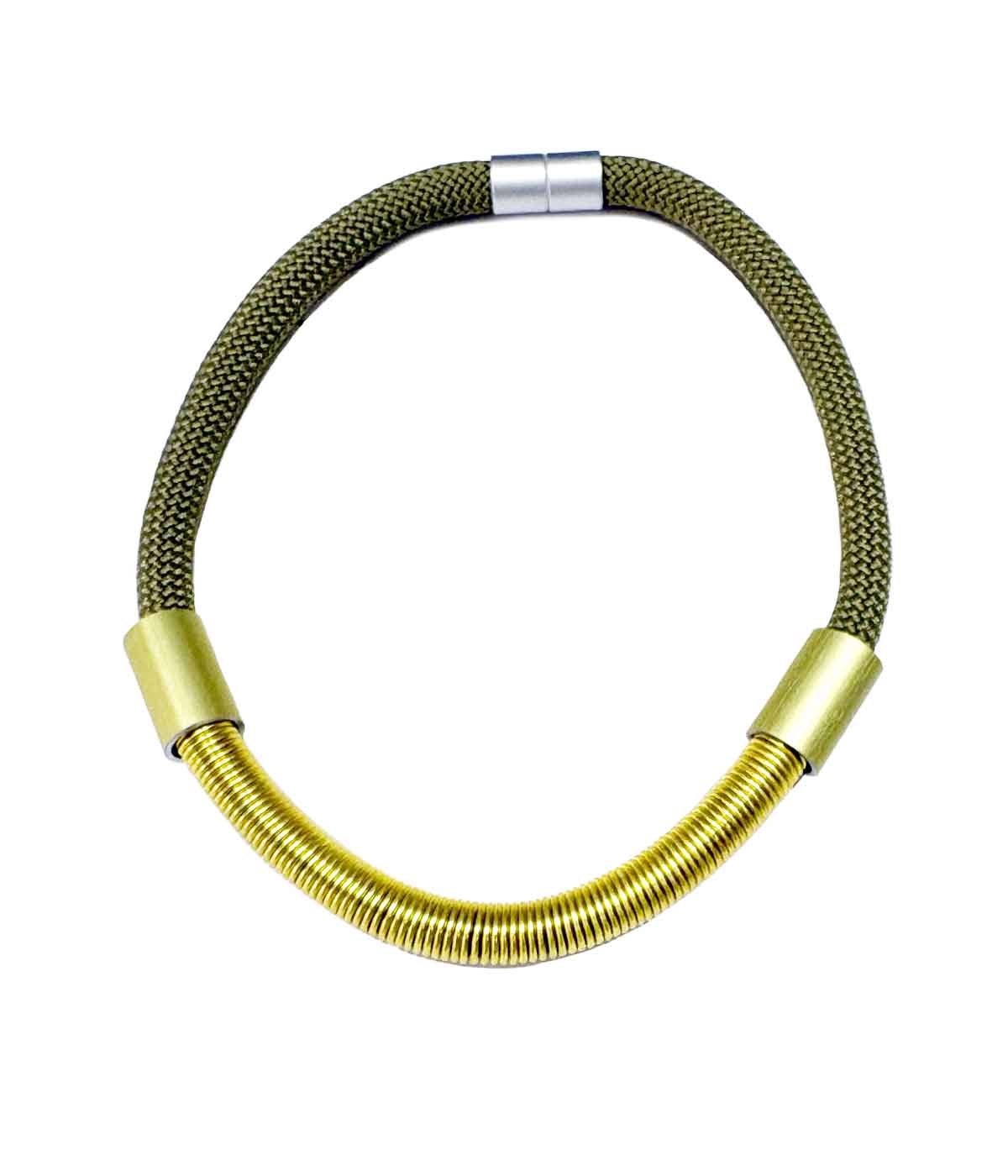 Aventurine, bijoux de créateur, bijoux originaux, bijoux colorés, collier Cyliane, vert et jaune métallisé de Christina Brampti