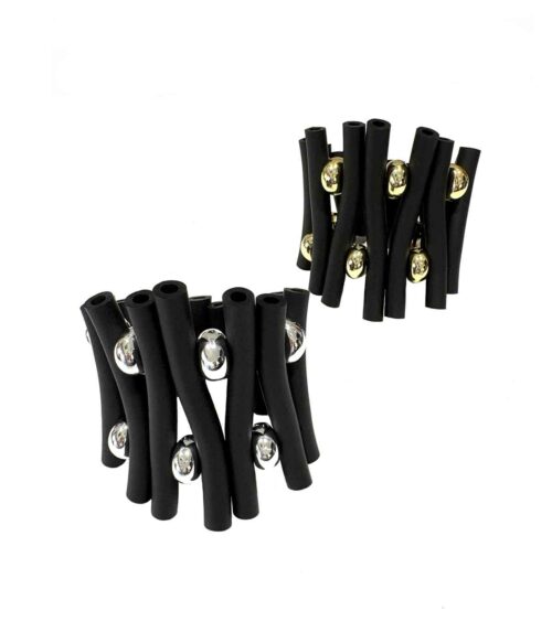 Aventurine, bijoux de créateur, bijoux originaux, bijoux colorés, bracelet Colette, noir-perles dorées ou noir-perles argentées de Christina Brampti