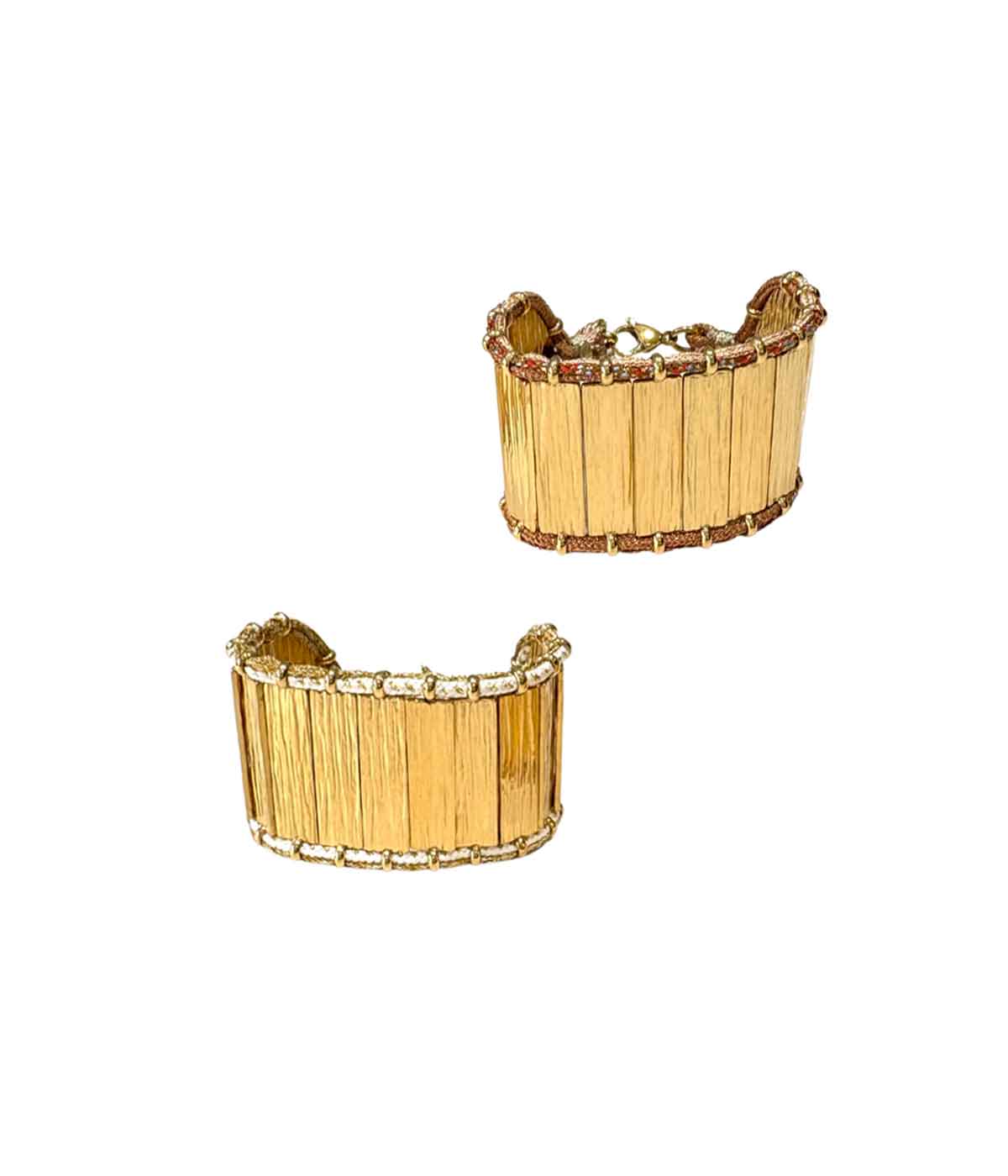 Aventurine, designer jewelry, costume jewelry, unique jewelry, Hanaé cuff in gold-beige and gold-nude
