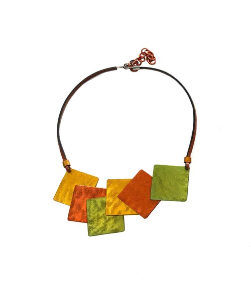 Aventurine, bijoux de créateur, bijoux originaux, bijoux colorés, collier Oana Orange-vert-jaune de Oana Millet