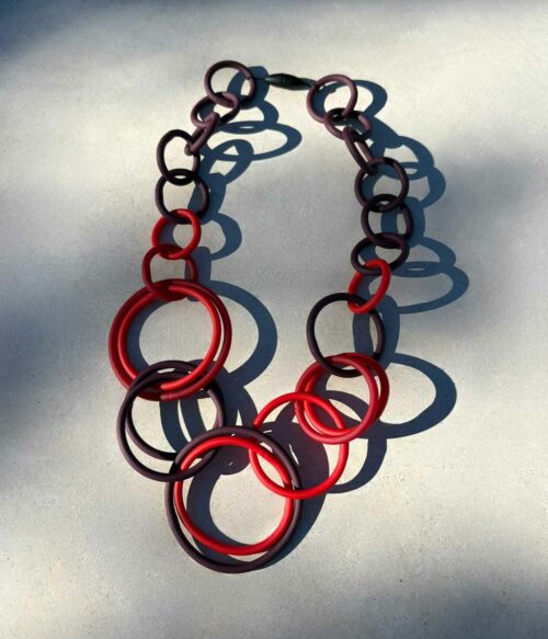 Aventurine, bijoux de créateurs, bijoux originaux, bijoux fantaisie, collier Sila - rouge- de Samuel Coraux
