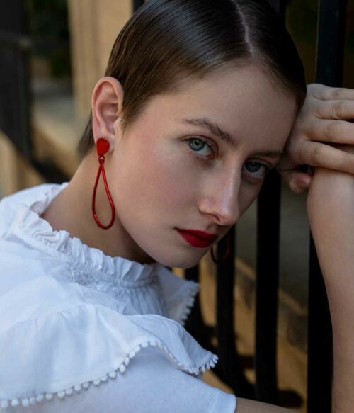 Aventurine, bijoux de créateur, bijoux originaux, bijoux colorés, boucles d'oreilles Opale - rouge- de Oana Millet