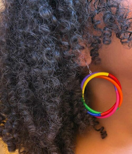 Aventurine, bijoux de créateurs, bijoux fantaisie, bijoux originaux, boucles d'oreilles Servane, multicolore de Samuel Coraux